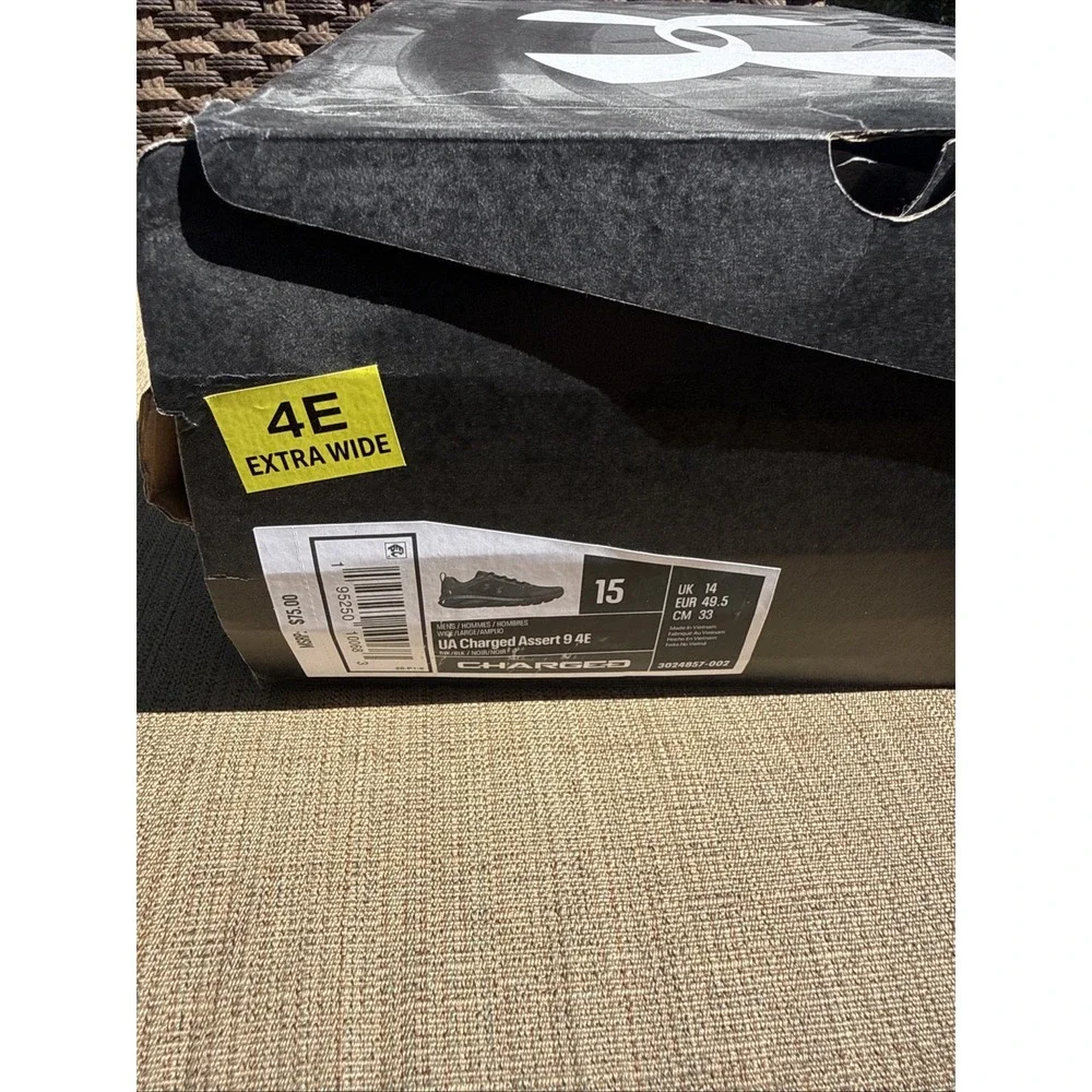 Size 15 - Under Armour Charged Assert 9 4E Wide Triple Black